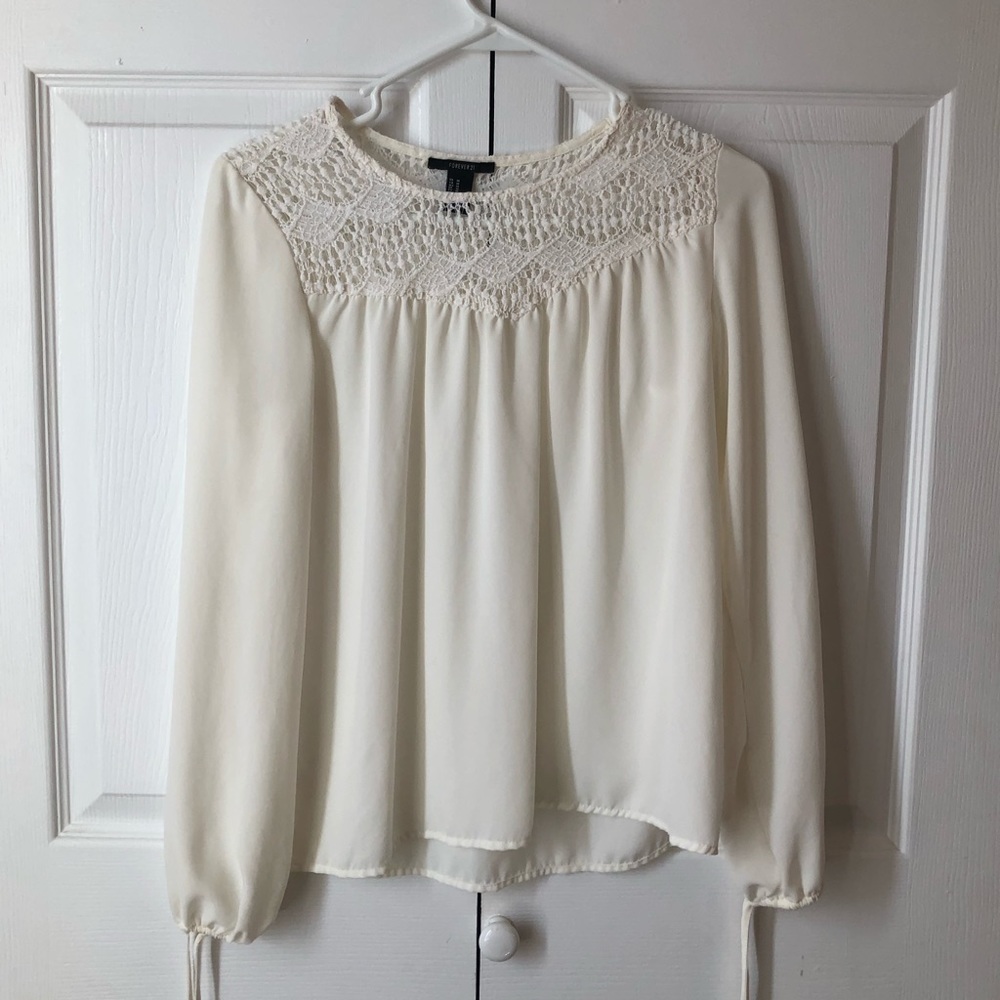 White blouse with crochet neck line